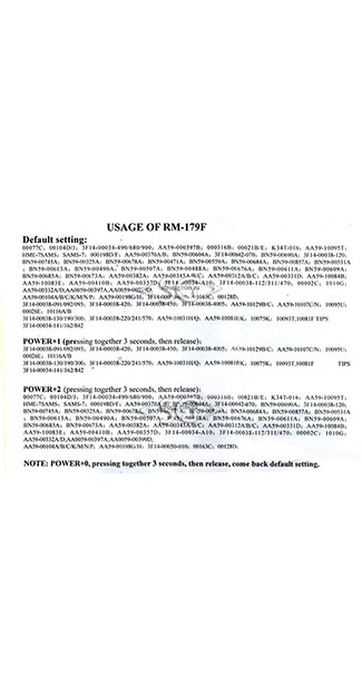 ����� �������������� ���������� ��� SAMSUNG universal RM-179F (������ ���� AA59-00332A(������������ �����))  � �������